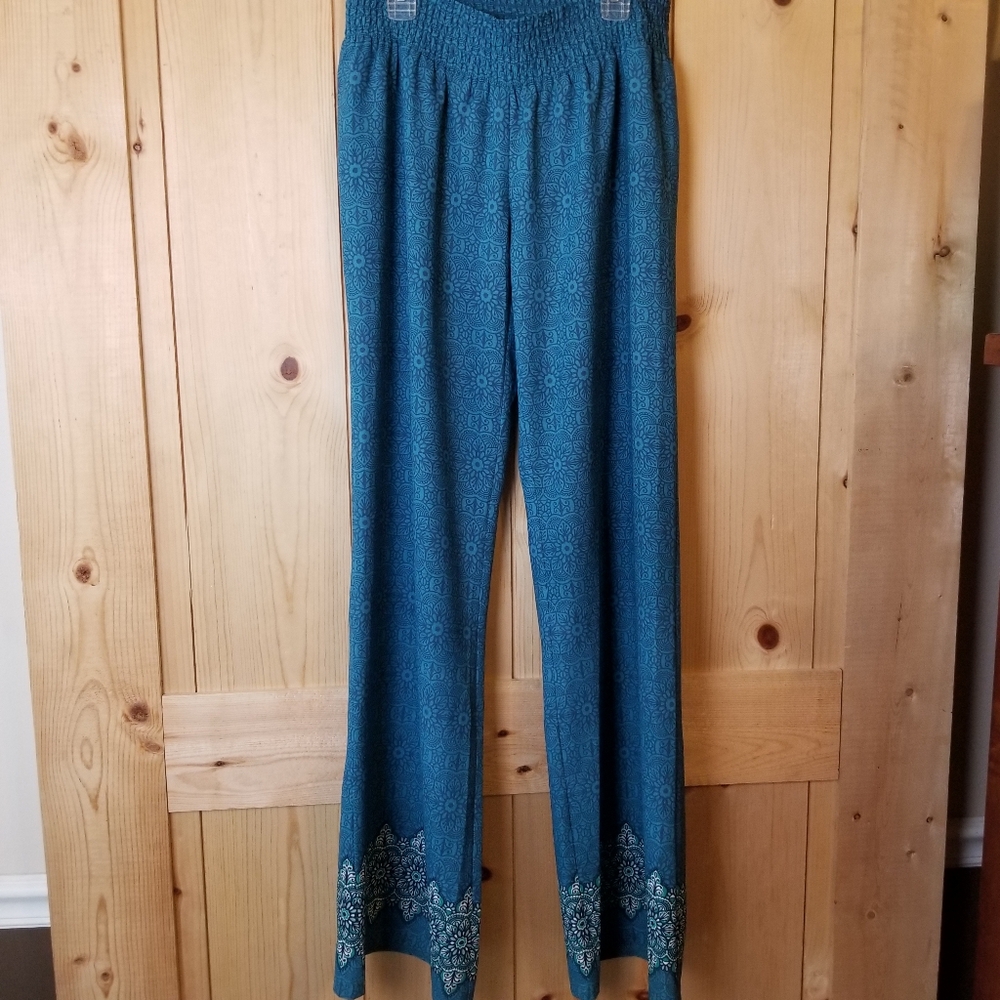 Prana Isadora Palazzo Mosaic Print Wide Leg Lounge Leisure Pull-On Pants